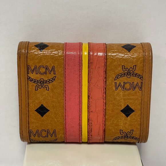 MCM Vintage Visetos Leather Tri-Fold Wallet,  Cognac - Preowned - Picture 2 of 15